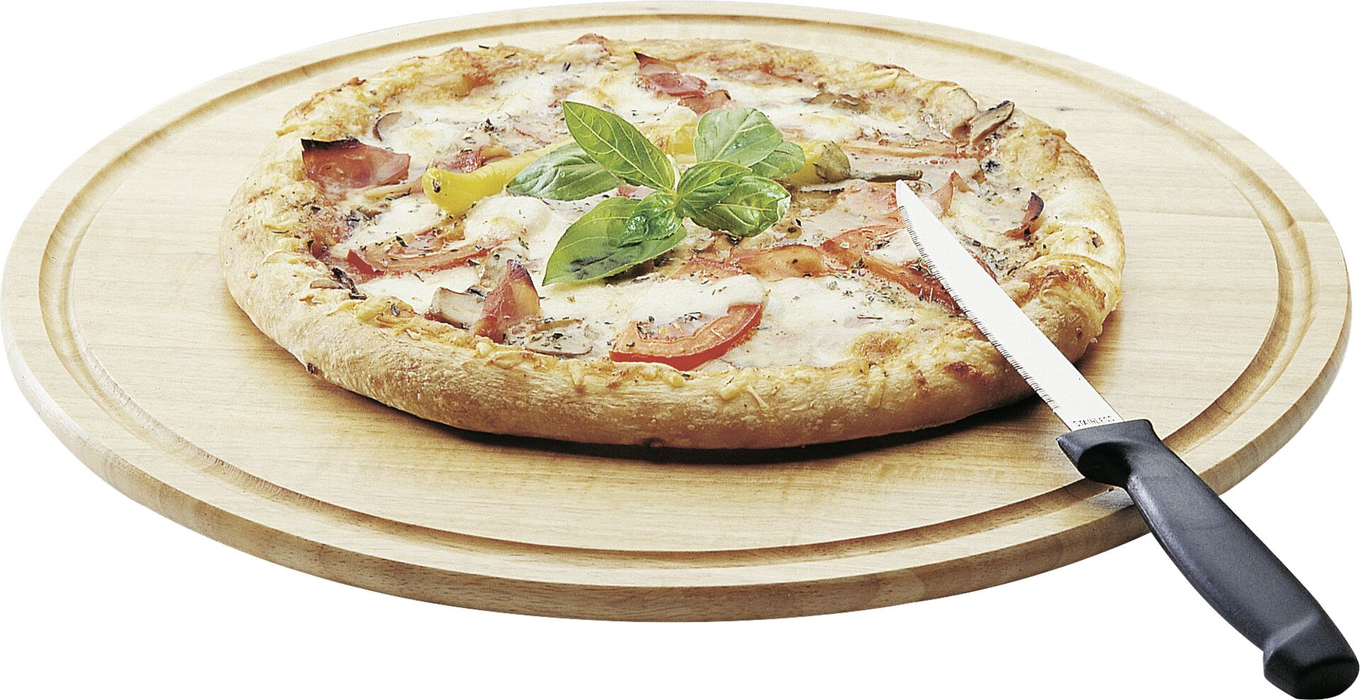 Holzteller, Ø 32cm, mit Saftrille